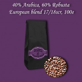 Кава зернова European blend 17/18scr (Європейський бленд) 100г.  БЕЗКОШТОВНА ДОСТАВКА від 1кг!